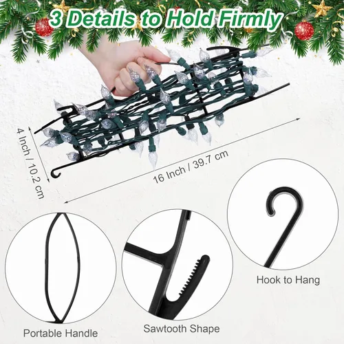 Miniatura 2 de RUODON Paquete de 12 soportes de almacenamiento de luces de Navidad con bolsa de almacenamiento, cuerda colgante, organizador de cuerda para colgar