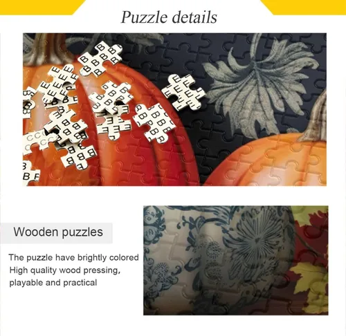 Miniatura 2 de Pumpkin Fall Jigsaw Puzzles 500 Pieces for Adults with Mesh Storage Bag 2011671