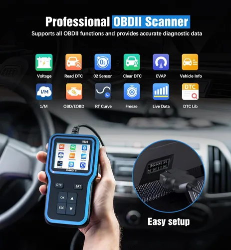 Miniatura 2 de Escáner OBD2 con batería de actualización y probador - Herramienta de diagnóstico para autos que comprueban la luz del motor y la preparación