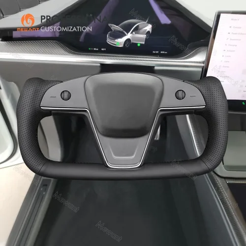 Miniatura 2 de MEWANT Funda para volante de automóvil de piel sintética cosida a mano para Tesla Yoke Model S Plaid 2021-2023/Model X 2021-2023, accesorios
