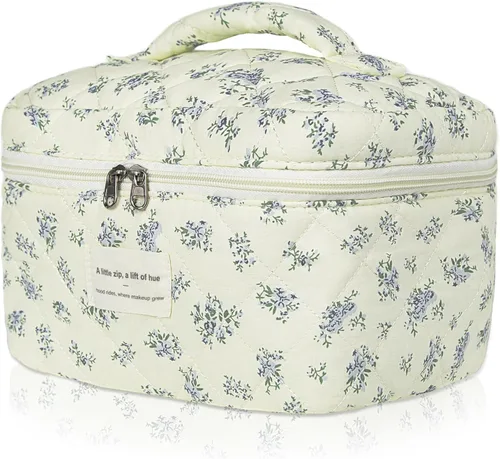 Miniatura 19 de Gosect Bolsa de maquillaje grande, bonita bolsa de cosméticos para mujeres y niñas, bolsa de aseo estética de coqueta floral, bolsa organizadora