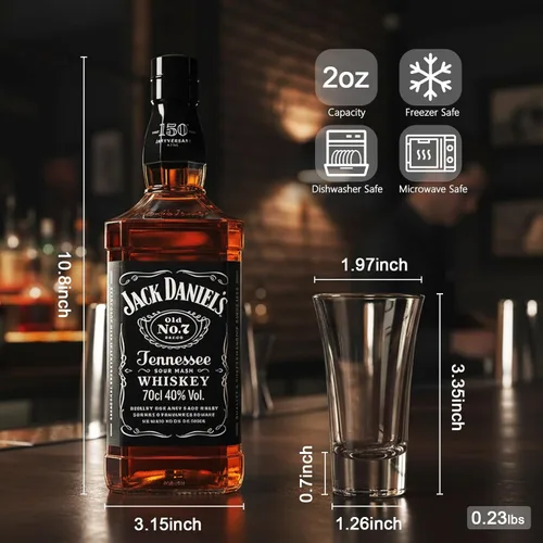 Miniatura 3 de Paquete de 18 vasos de chupito, base pesada de 2 onzas para whisky, tequila, vodka, espresso, vasos duraderos para el hogar, bares y fiestas
