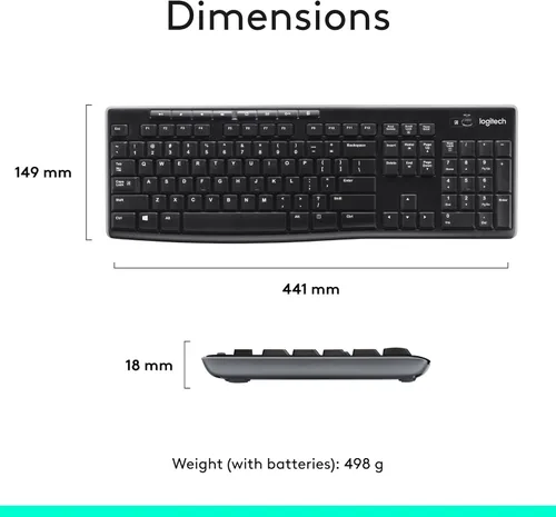 Miniatura 9 de Logitech MK270 - Combo de teclado y mouse inalámbrico para Windows, 2.4 GHz, 8 teclas multimedia, PC, portátil, teclado inalámbrico y mouse compacto