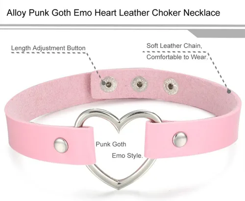 Miniatura 3 de FIBO STEEL 1-4 collares de cuero para mujer, gargantilla de corazón, estilo punk gótico, ajustable
