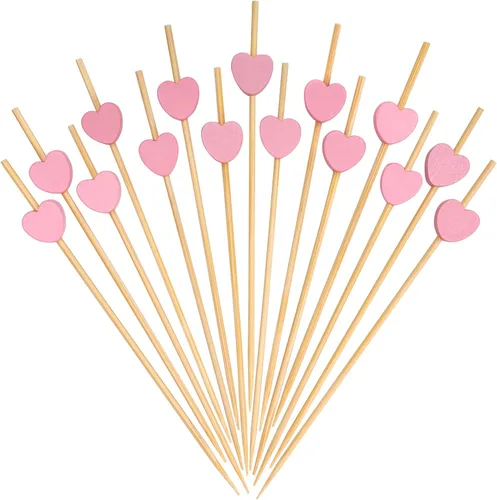 Miniatura 11 de Minisland Red Love - Palillos de cóctel de bambú, 4.7 pulgadas de largo, para aperitivos, decoración de novia, boda, fiesta de San Valentín