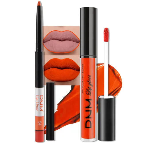 Miniatura 20 de evpct 2 Piezas Lápiz Labial Líquido Verde Esmeralda con Brillo Glitter, Brillo Labial Tinte y Delineador de Labios Retráctil, Set de Maquillaje