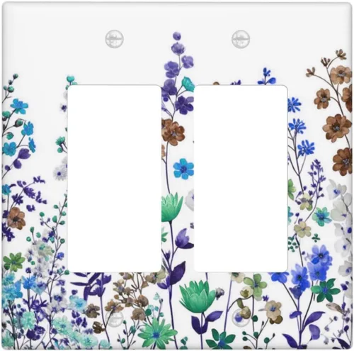 Miniatura 115 de Cubierta de Interruptor de Luz de 1 Gang con Flores Silvestres Bohemias, Hierbas, Floral, Decorativa, Planta Botánica, Naturaleza, Acuarela, Placa