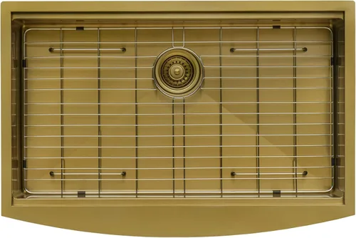 Miniatura 5 de Ruvati RVH9207GG RVH9207GG - Fregadero de cocina con estación de trabajo dorado mate de 33 pulgadas, de acero inoxidable en tono latón con acabado