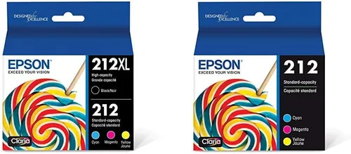 Epson Paquete combinado de cartuchos de color negro y estándar de 212 tintas Claria de alta capacidad (T212XL-BCS) 212 tinta Claria de capacidad