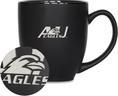 Miniatura 323 de Rico Industries - Taza de cerámica mate negra con grabado láser estándar de 15oz para NCAA (escuelas T & U) - Para bebidas calientes o frías