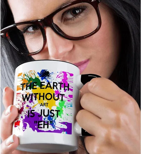Miniatura 2 de 3dRose Ceramic The Earth Without Art is just eh - Taza, 1 unidad (paquete de 1), color negro
