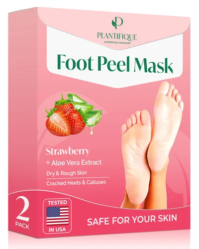 PLANTIFIQUE Paquete de 2 mascarillas exfoliantes para pies | Probado dermatológicamente para reparar talones y eliminar la piel seca y muerta para