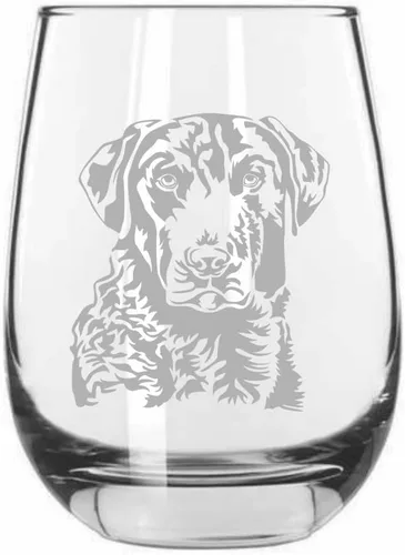 Miniatura 124 de Sakhalin Husky Dog - Copa de vino grabada personalizada de 15.25 onzas sin tallo
