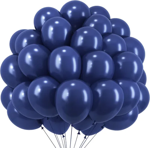 Miniatura 30 de RUBFAC 120 globos de color azul rey de 12 pulgadas, globos de látex mate azul real para cumpleaños, baby shower, graduación, béisbol, náutico