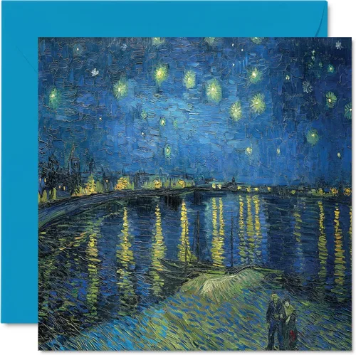 Miniatura 14 de Stuff4 Tarjetas de arte clásicas para hombres y mujeres – Flor de Van Gogh – Famosa tarjeta de cumpleaños abstracta para papá, mamá, tío, tía