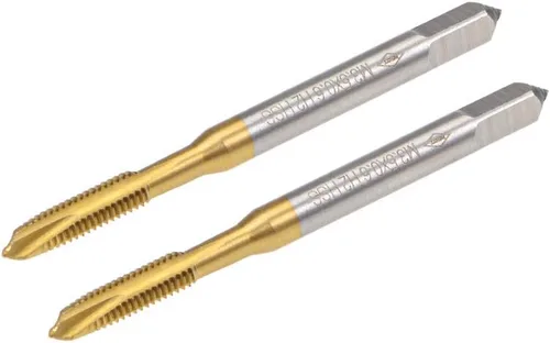 uxcell Tapón de punta en espiral rosca M3.5 x 0.6, rosca H2 3 flautas, acero de alta velocidad HSS 6542, revestimiento de titanio, roscas métricas