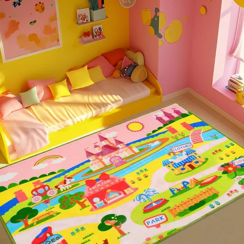 Miniatura 9 de Booooom Jackson Alfombra Infantil de Tren y Ciudad - Antideslizante, Lavable, Pista de Carreras de Coches para Niños y Niñas