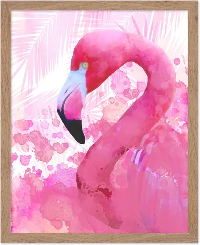 Poster Master Vintage Illustration Poster - Retro Animal Print - Gift for Artist, Friend - Flamingo, Summer, Tropical, Watercolor, Flower, Pink -