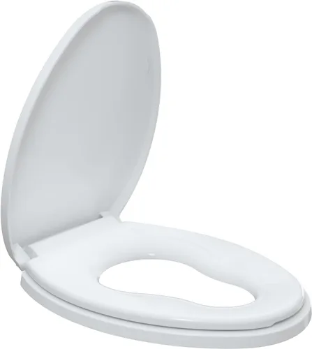 Miniatura 10 de R&T Asiento de inodoro redondo con asiento de entrenamiento para ir al baño integrado, asiento de cierre lento para niños y adultos, fácil