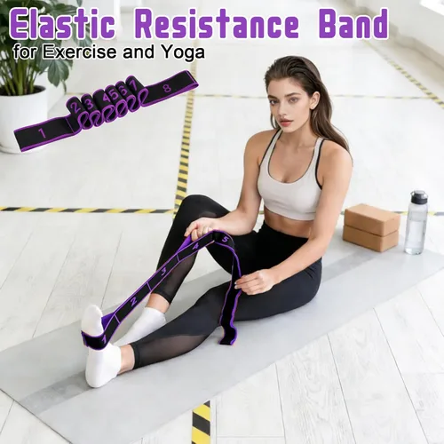 Miniatura 6 de Bandas de resistencia con asas, correa de estiramiento elástica para terapia física, correa de yoga para equipo de estiramiento, bandas
