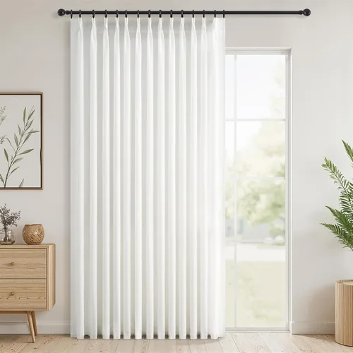 Miniatura 36 de Topfinel 2 paneles de cortinas plisadas de lino beige y blanco de 63 pulgadas de largo, para dormitorio y sala de estar, cortinas semitransparentes