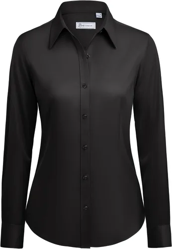 siliteelon Camisas con botones para mujer: camisa de vestir de manga larga sin arrugas, ajuste clásico, con cuello, color sólido, formal, para