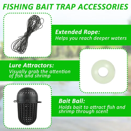 Miniatura 4 de 2 trampas de cebo de pesca para cangrejos de 10 agujeros y 2 piezas trampa cuadrada para cangrejo para cangrejo, trampa de pesca para peces