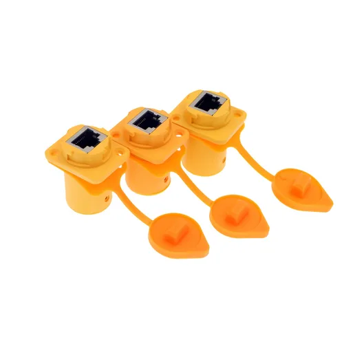 Miniatura 6 de Alvin's Cables 90 grados RJ45 interfaz impermeable zócalos conector IP65 Ethernet montaje en panel ángulo recto 3pcs RJ45 conector