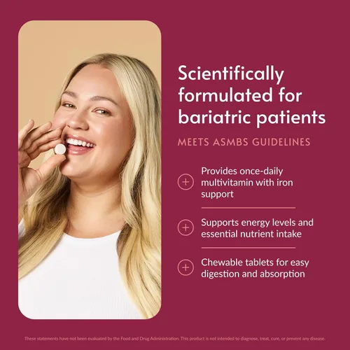 Miniatura 2 de Bariatric Advantage Masticable Ultra Solo con Hierro - Multivitamínico diario una vez al día - para pacientes bariátricos - con tiamina, vitamina A