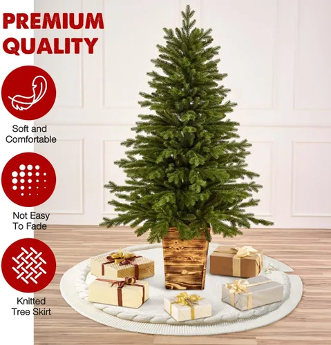 Miniatura 2 de Hommtina Falda de Árbol de Navidad de 48 Pulgadas Blanca, Decoraciones de Árbol de Navidad Falda de Árbol de Piel Sintética para Navidad Fiestas