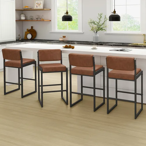 Miniatura 73 de SAECKBERG Taburetes de bar modernos de altura de mostrador, sillas de barra de 26 pulgadas de altura con respaldo, taburetes tapizados, taburetes