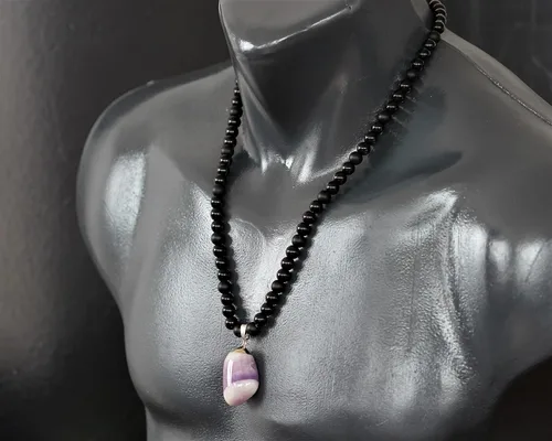 Miniatura 7 de Colgante de turmalina cruda natural, Collar de cuentas de ónix negro genuino, Collar de piedra negra, Collar de piedras preciosas, Cuentas de 0.315