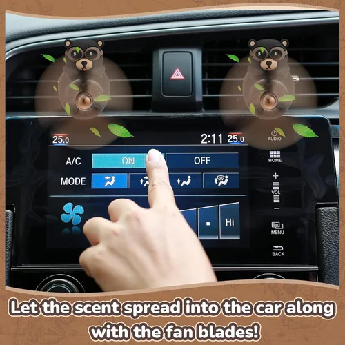 Miniatura 5 de Tallew Ambientador de coche lindo oso con clip de ventilación de coche con hélice giratoria de salida de 2.5 x 2.4 x 2.1 pulgadas, fácil