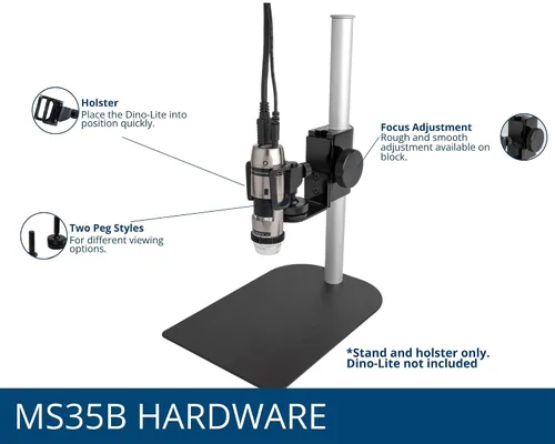 Miniatura 3 de Dunwell Tech, Inc MS35B - Soporte vertical con ajuste de enfoque para Dino-Lite