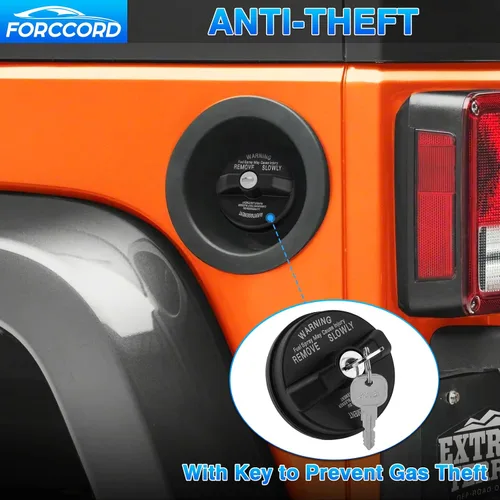 Miniatura 4 de Tapa de Gas con Bloqueo para Combustible Ajuste Personalizado para 03-22 23 24 25 26 Jeep Wrangler (TJ/LJ/JK/JK/JL/JLU/JT) Tapa de Gas con Bloqueo