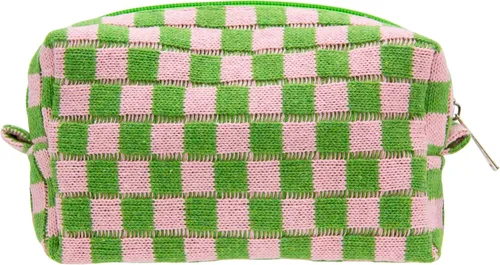 Miniatura 51 de PAZIMIIK Bolsa de Maquillaje a Cuadros para Bolso Portátil con Cremallera, Estuche Pequeño de Cosméticos para Accesorios de Viaje, Azul Ártico