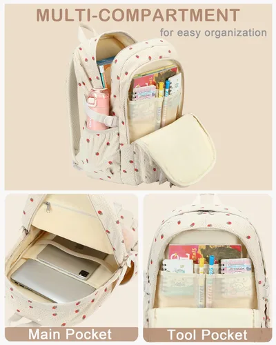 Miniatura 3 de Hidds Mochila escolar para adolescentes, niñas, mujeres, 15.6 pulgadas, mochila universitaria, bolsa de trabajo de pana, mochila de trabajo