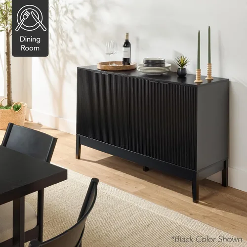 Miniatura 8 de Best Choice Products Armario de almacenamiento moderno de 4 puertas de 55 pulgadas, buffet, gabinete multimedia, armario, mesa de entrada, Nogal