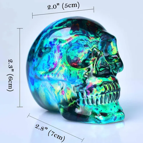 Miniatura 2 de Estatuas de cabeza de calavera de cristal, figuras de calavera K9, piedras preciosas de calavera de cristal, decoración de Halloween, regalos