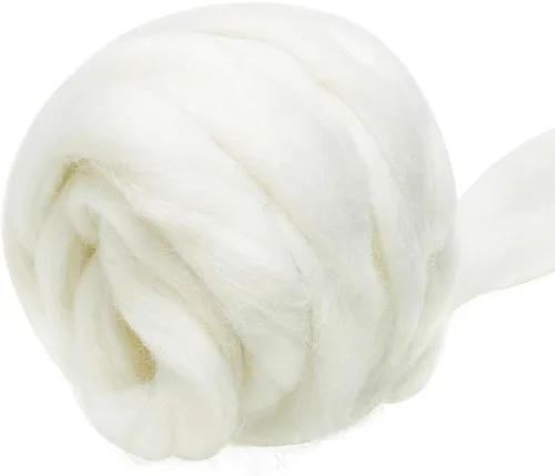 Juvea - Ovillo de lana de fieltro pura y gruesa de 3.5 onzas para tejer, hilar o hacer manualidades y productos DIY Blanco