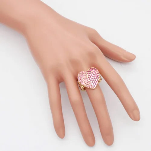 Miniatura 4 de Lavencious Anillos elásticos con diamantes de imitación en forma de corazón para mujer, talla 7-9