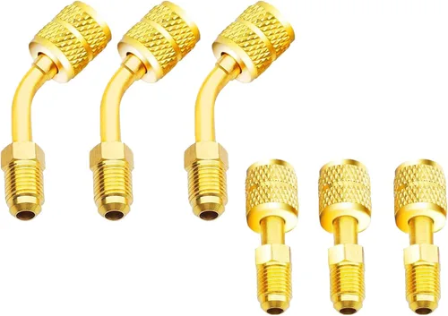 Miniatura 4 de Zoizocp Adaptador R410A 5/16 pulgadas SAE hembra a 1/4 pulgadas SAE macho estriado para aire acondicionado HVAC, 1 adaptador recto + 1 adaptador