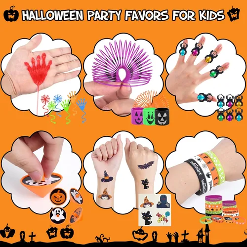 Miniatura 3 de Recuerdos de fiesta de Halloween para niños, 206 golosinas de Halloween sin dulces, juguetes surtidos de trucos o tratos, premios de aula, regalos