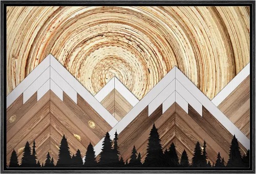 Miniatura 30 de IDEA4WALL Lienzo enmarcado para pared, decoración occidental, collage de polígonos de diamantes, paneles geométricos abstractos de madera, arte