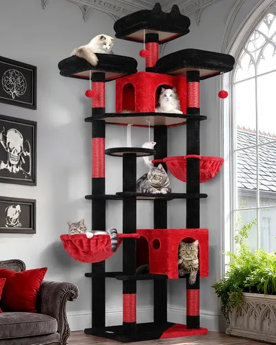 Miniatura 9 de Globlazer Árboles y Torres para Gatos para Múltiples Gatos Adultos, Torre de Árbol para Gatos XXL Alta de 82 Pulgadas para Gatos