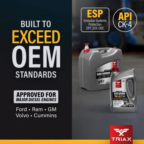 Miniatura 4 de Triax Fleet Supreme ESP 15W-40 API CK-4 Aceite de motor diésel completamente sintético, optimizado y potenciado por fricción con molibdeno