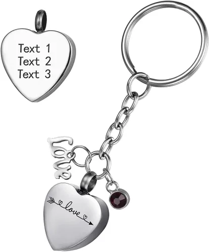 Miniatura 35 de Llavero de urna de recuerdo conmemorativo de joyería de cremación de acero inoxidable para cenizas, Acero inoxidable