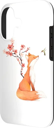 Miniatura 2 de The Cute Fox and Hummingbird Cherry Blossom Flower Present Case for iPhone 17