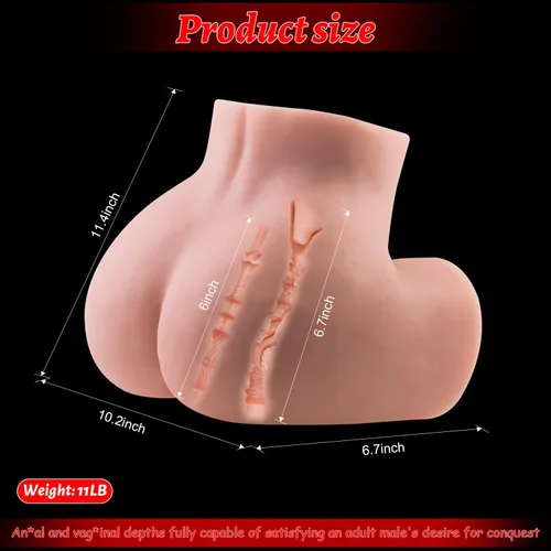 Miniatura 9 de Muñeca sexual de 11 libras, masturbador masculino con anal y vaginal, masturbador sexual realista de gran trasero blanco, muñecas sexuales, vagina