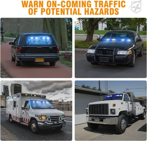 Miniatura 5 de Xprite Barra de Luz LED Estroboscópica Dual de Asesor de Tráfico de Emergencia con Controlador, Soporte de Ventosa para Parabrisas, Barras de Luz